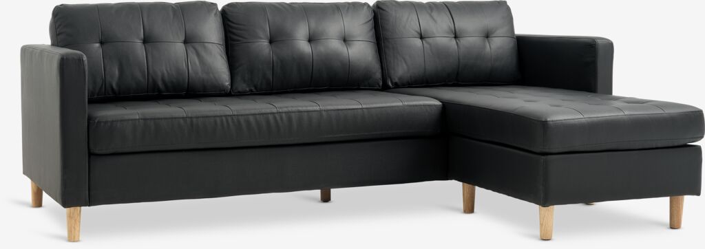 Schäslongsoffa FALSLEV i svart konstläder