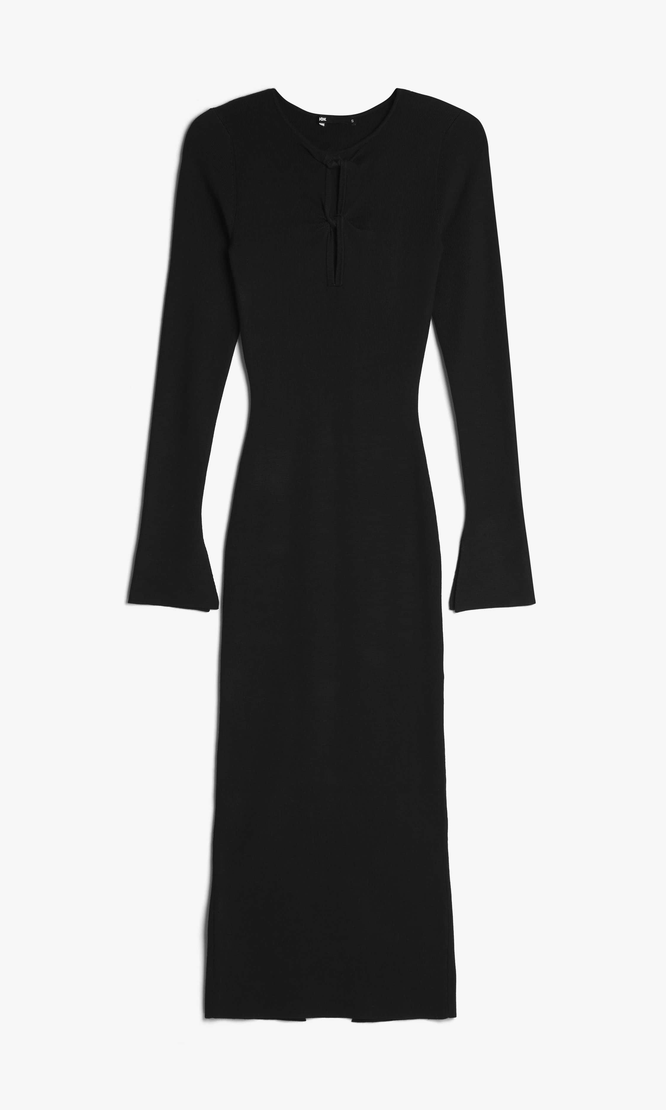 Svart Lucky stickad midiklänning för dam