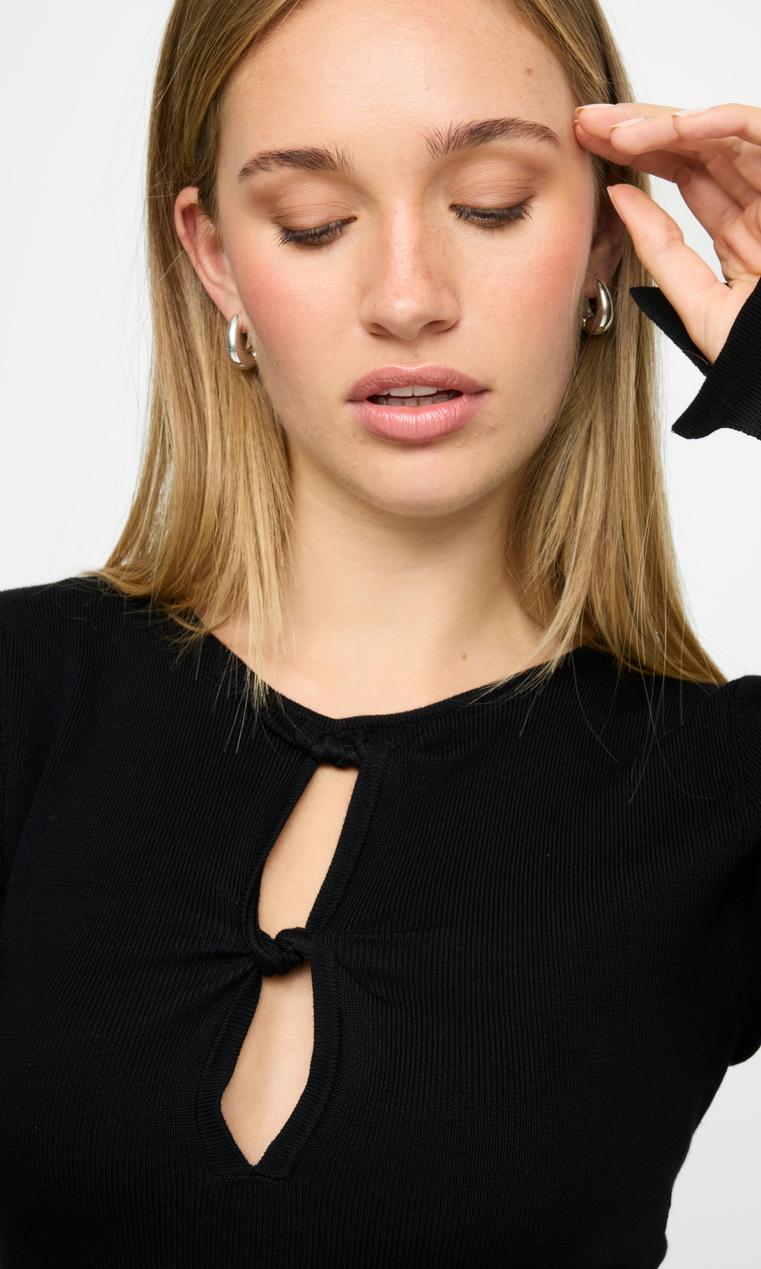 Svart Lucky stickad midiklänning för dam