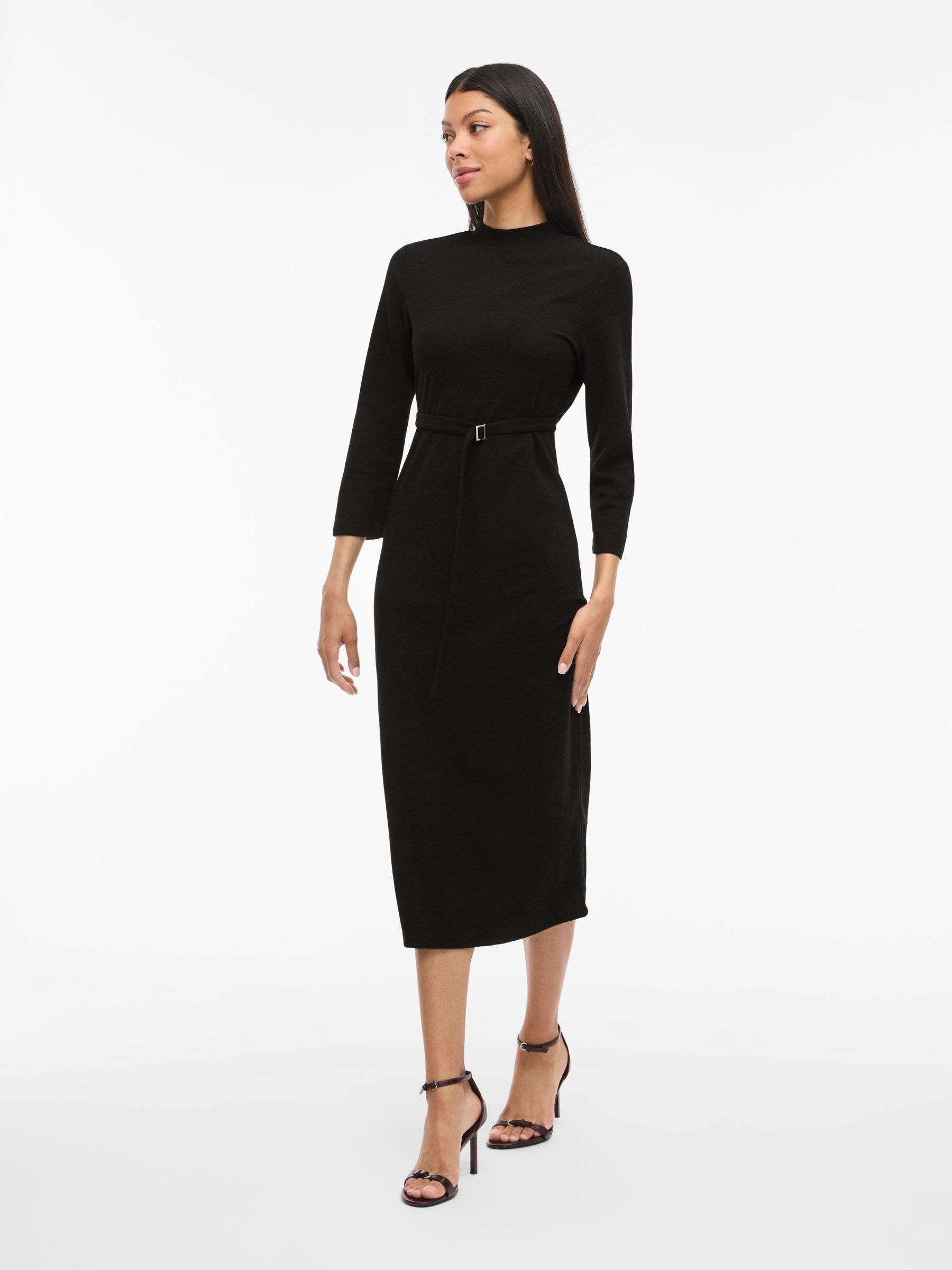 Elegant Svart Maxiklänning med Hög Hals