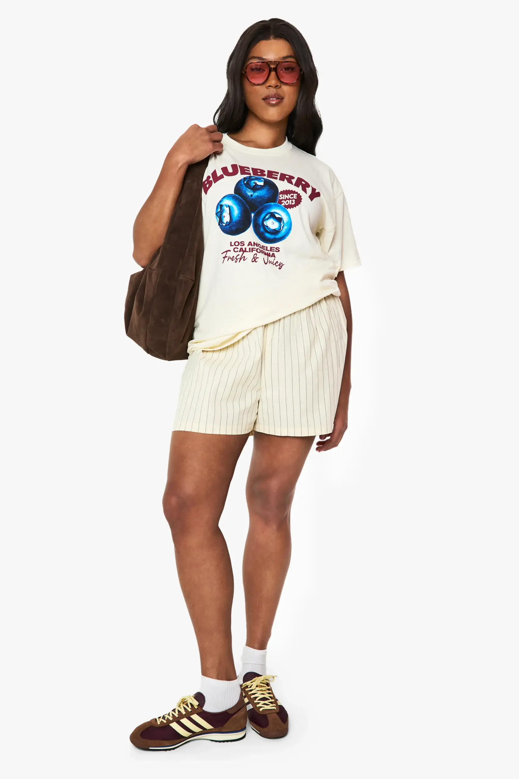 Ecru Randiga Linne-look Shorts