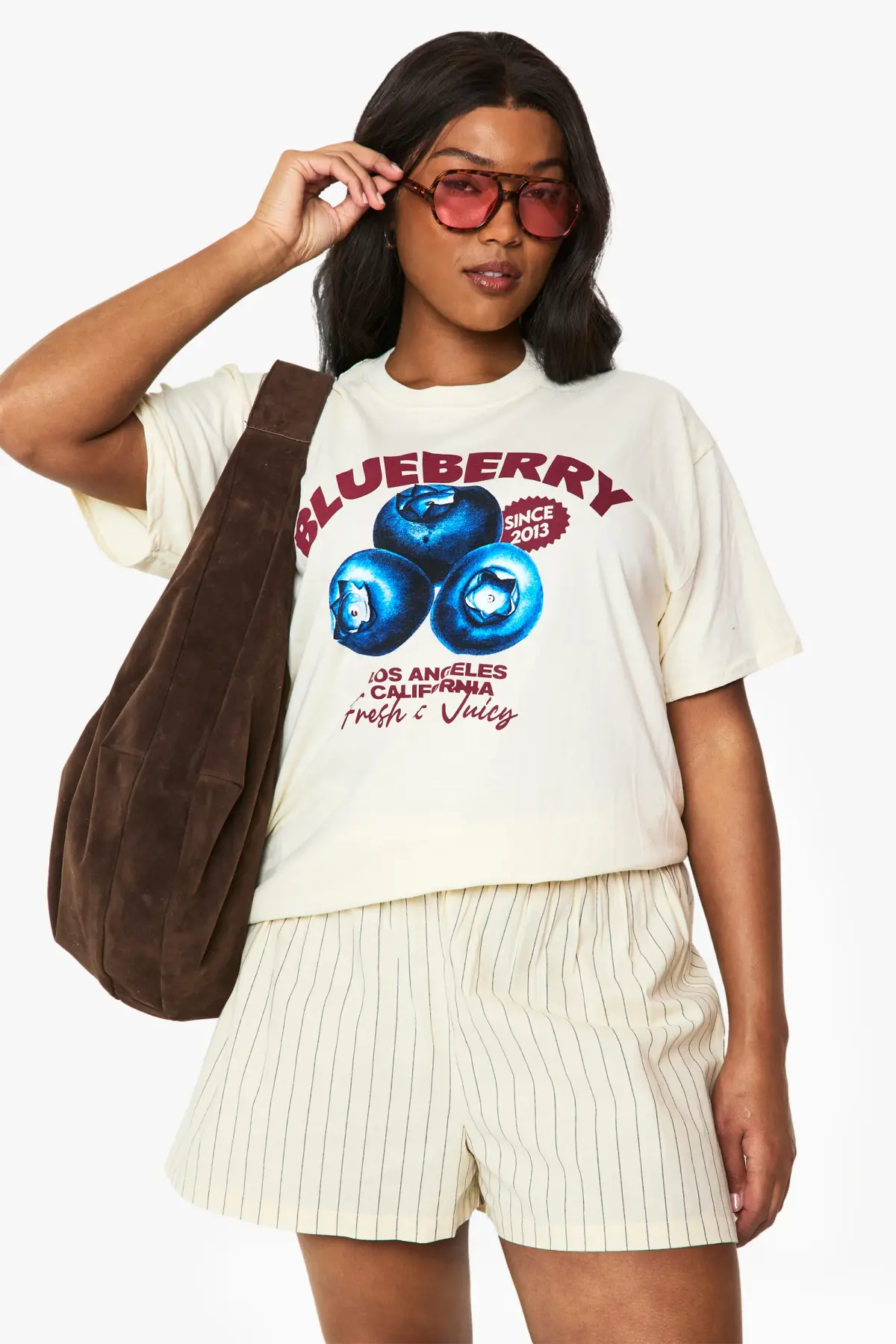 Ecru Randiga Linne-look Shorts