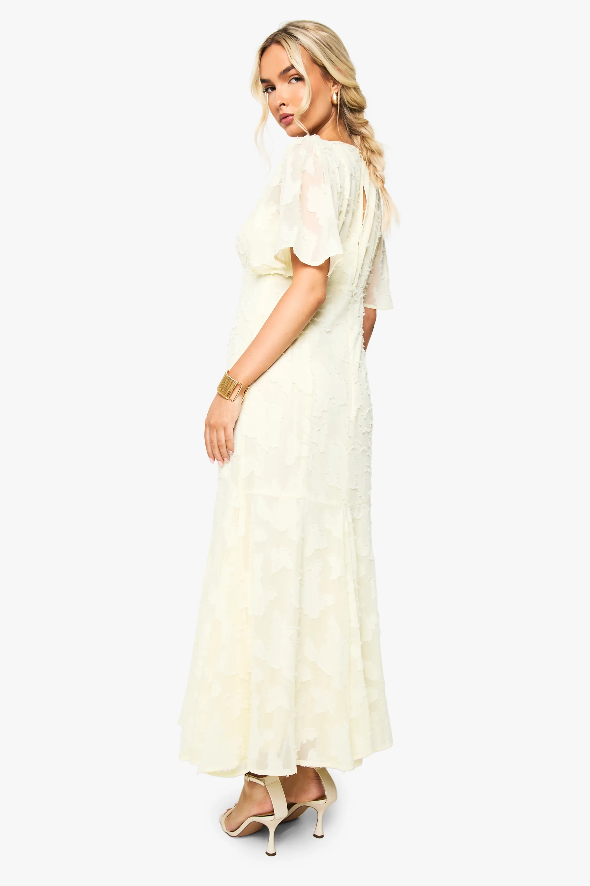 Lemon Burnout Blommig Midaxi Klänning