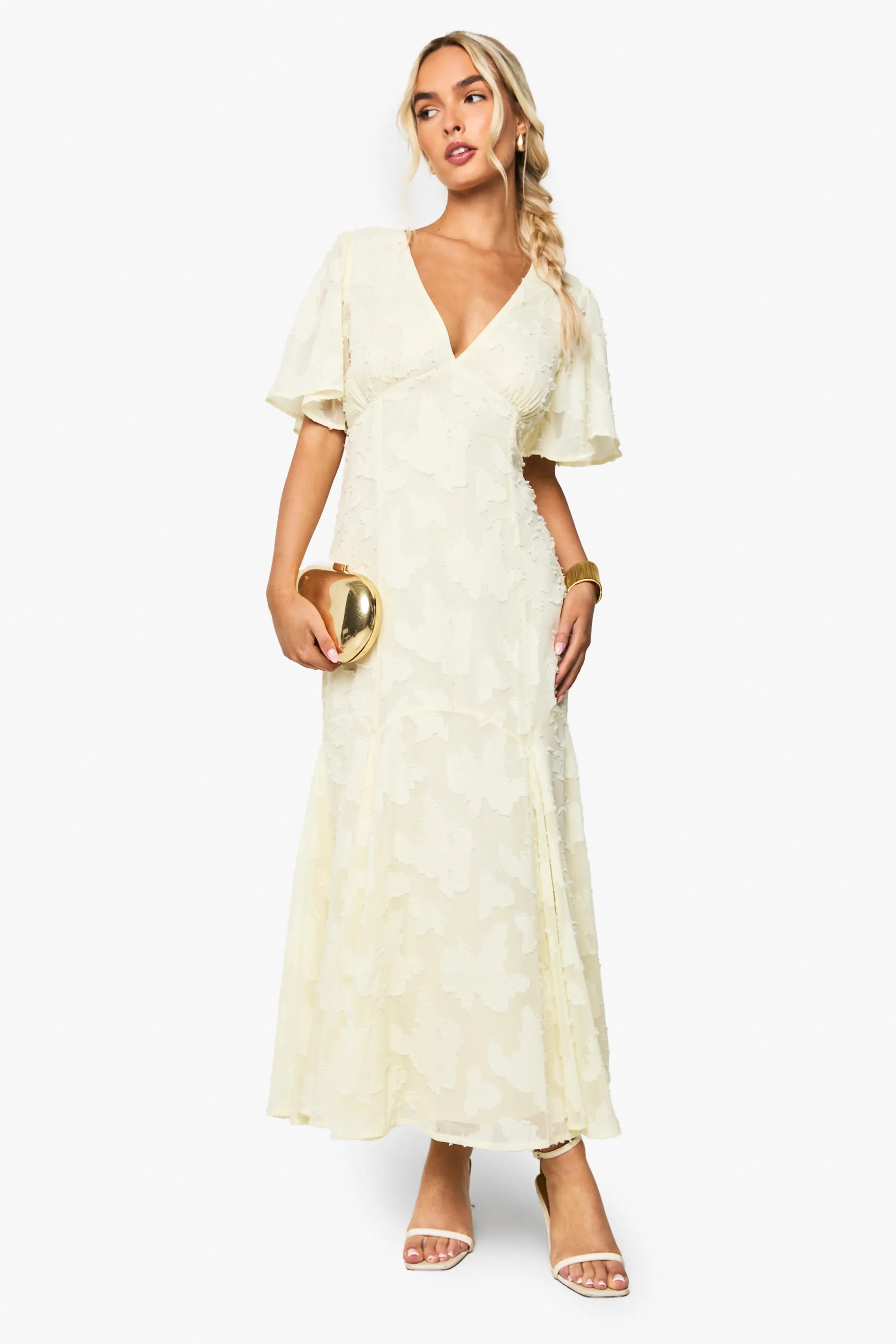 Lemon Burnout Blommig Midaxi Klänning