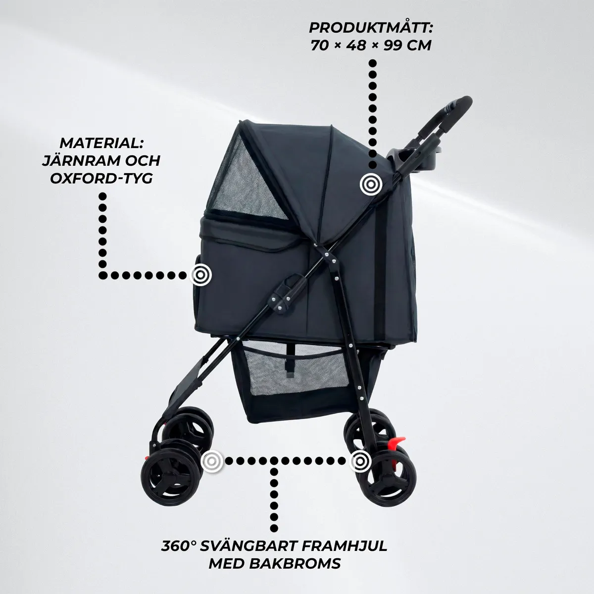 Trekker Hundvagn 15 kg Svart