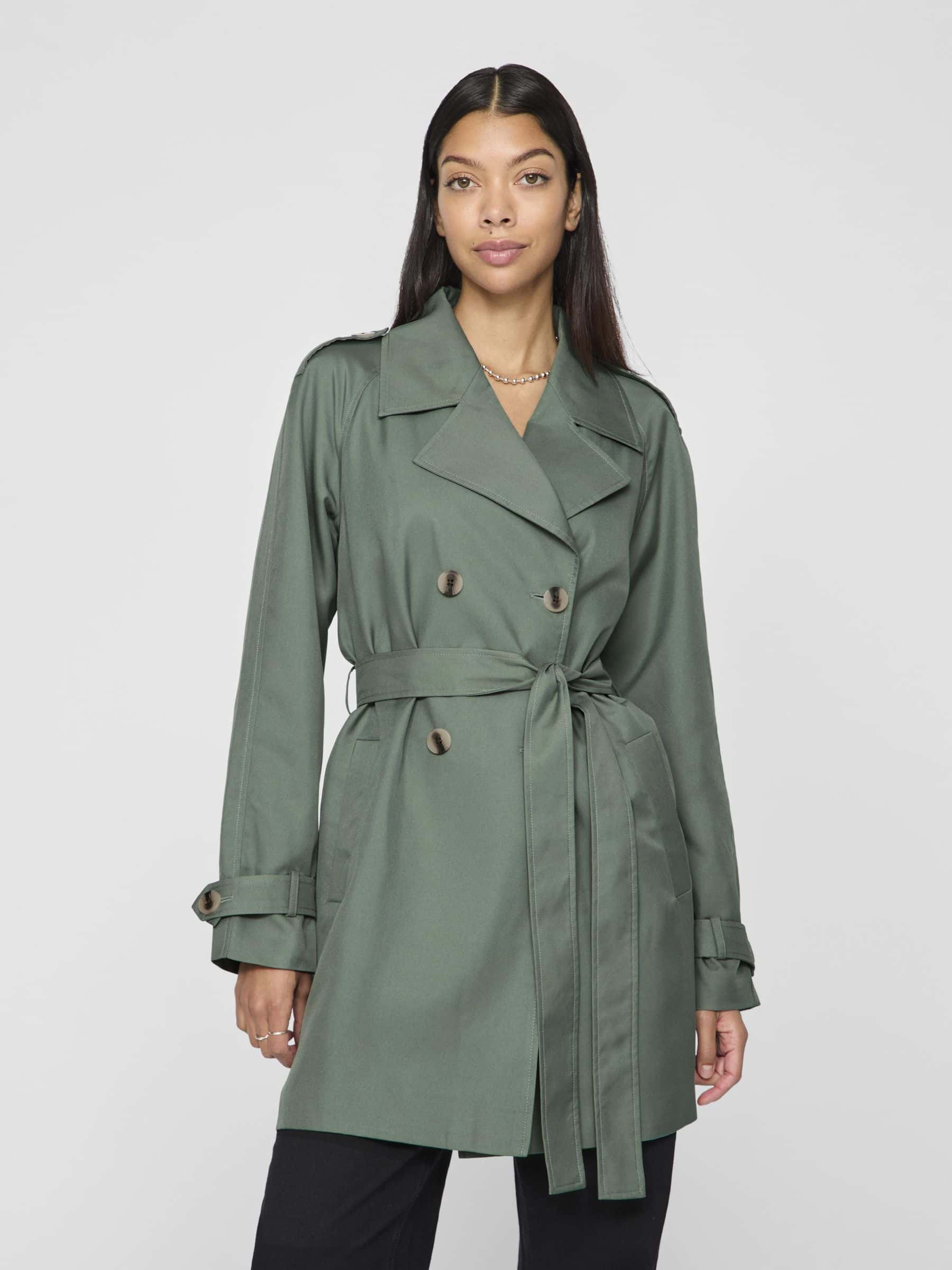 Elegant grön trenchcoat med skärp