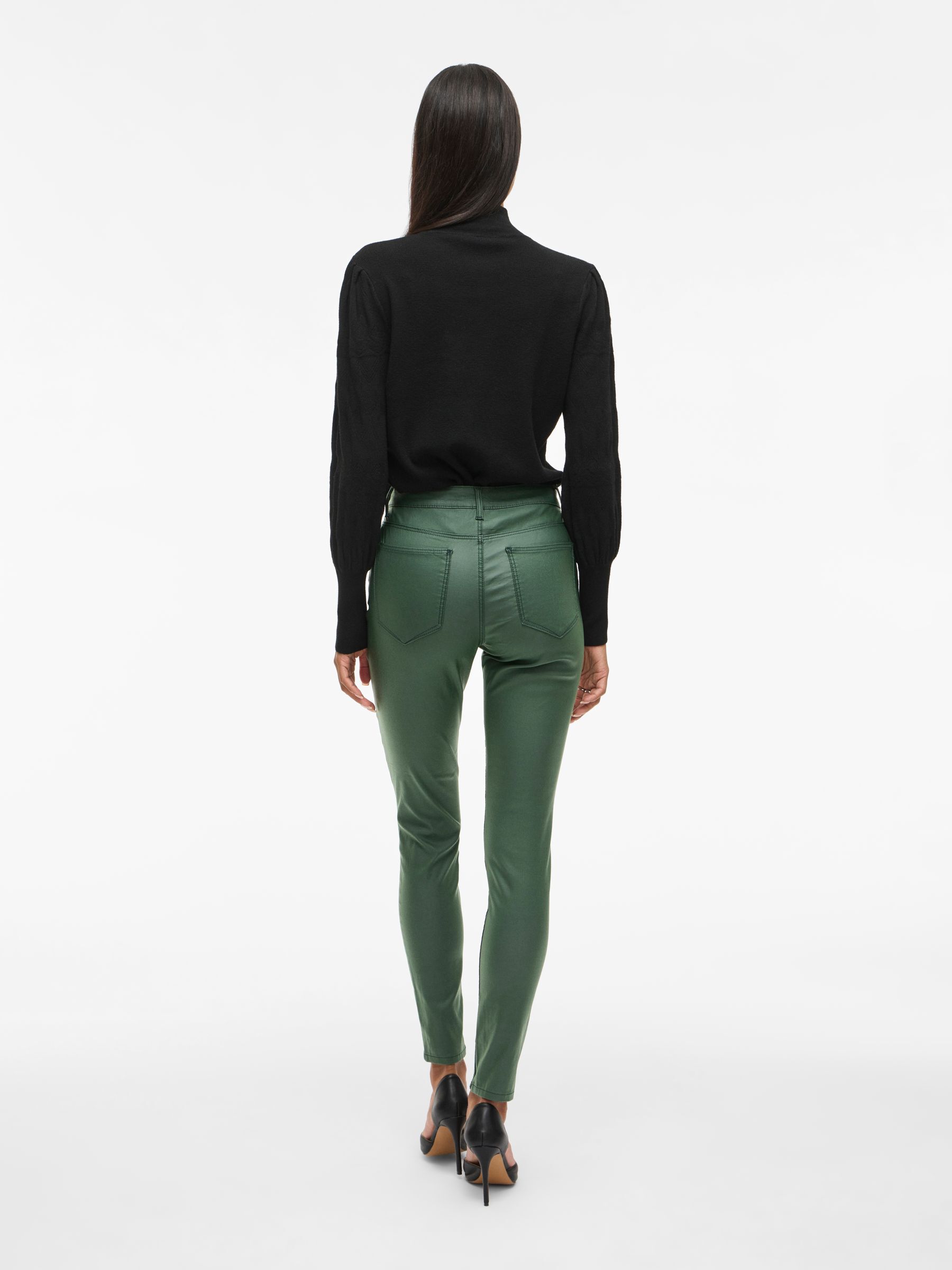 Visarah Slim Fit Coated Byxor Grön