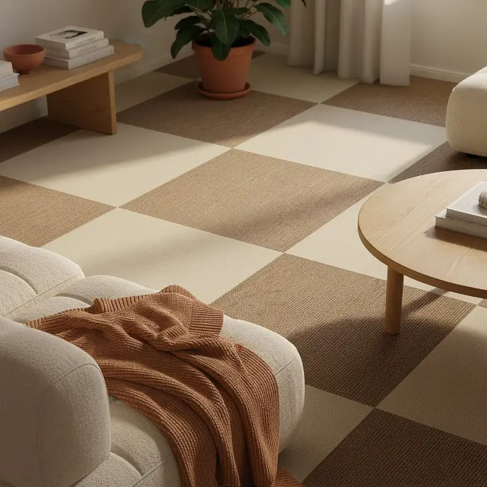 Almeria Textilplattor Heltäckningsmatta 24-pack Cream