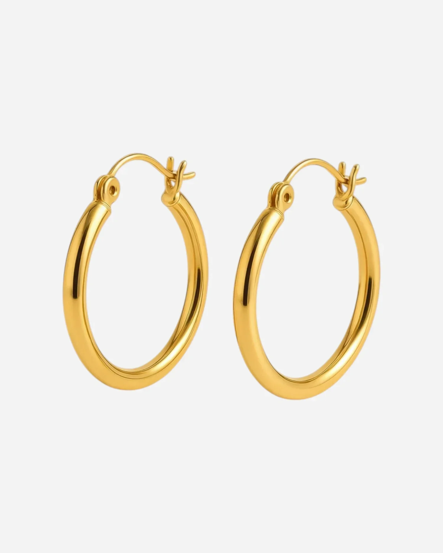 Eleganta 18K Guldpläterade Runda Hoops