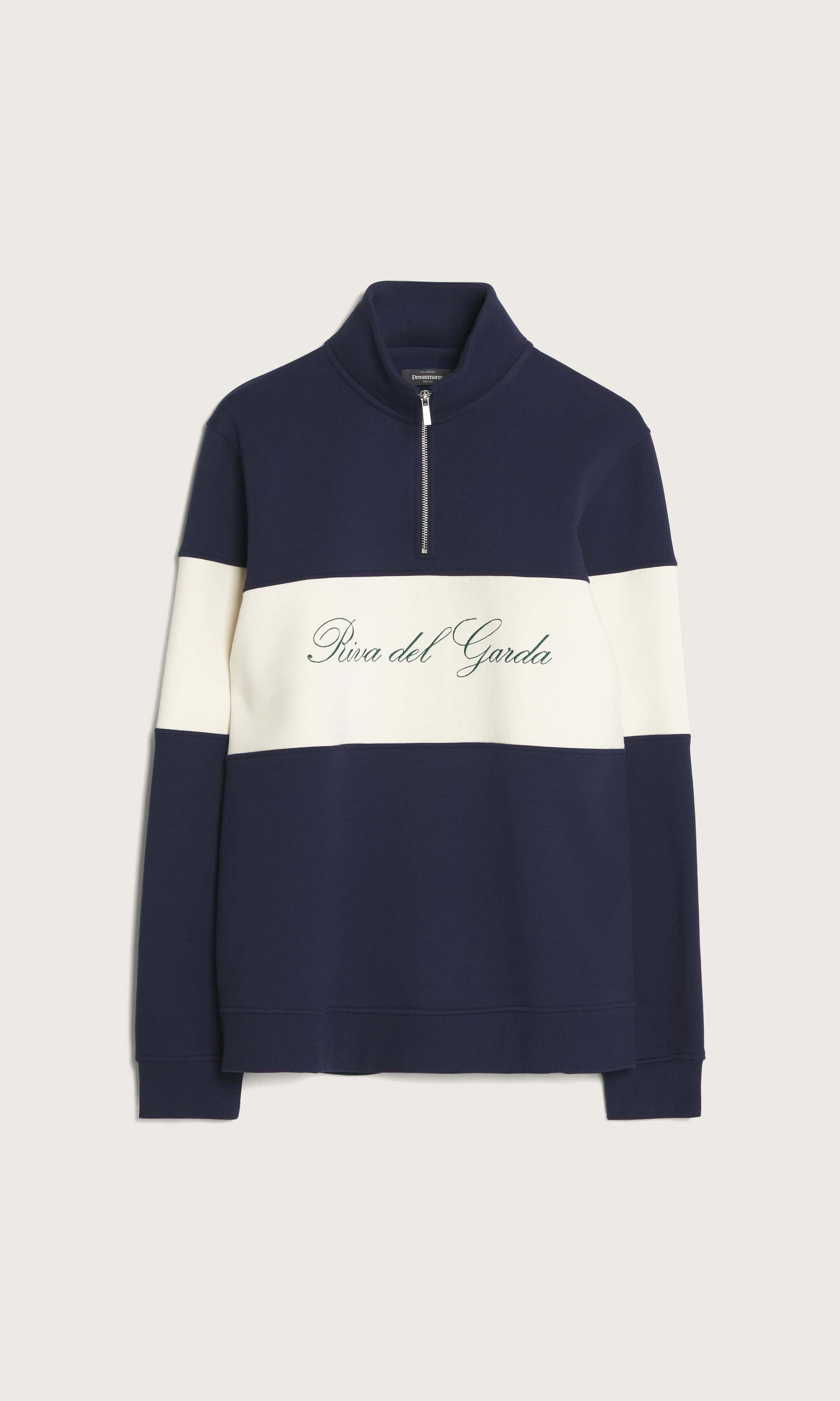 Marinblå Collegetröja med Broderat Motiv