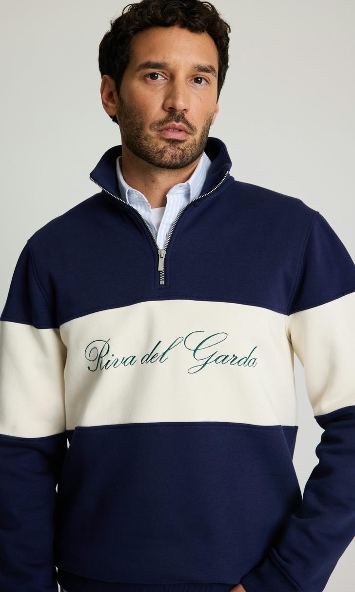 Marinblå Collegetröja med Broderat Motiv