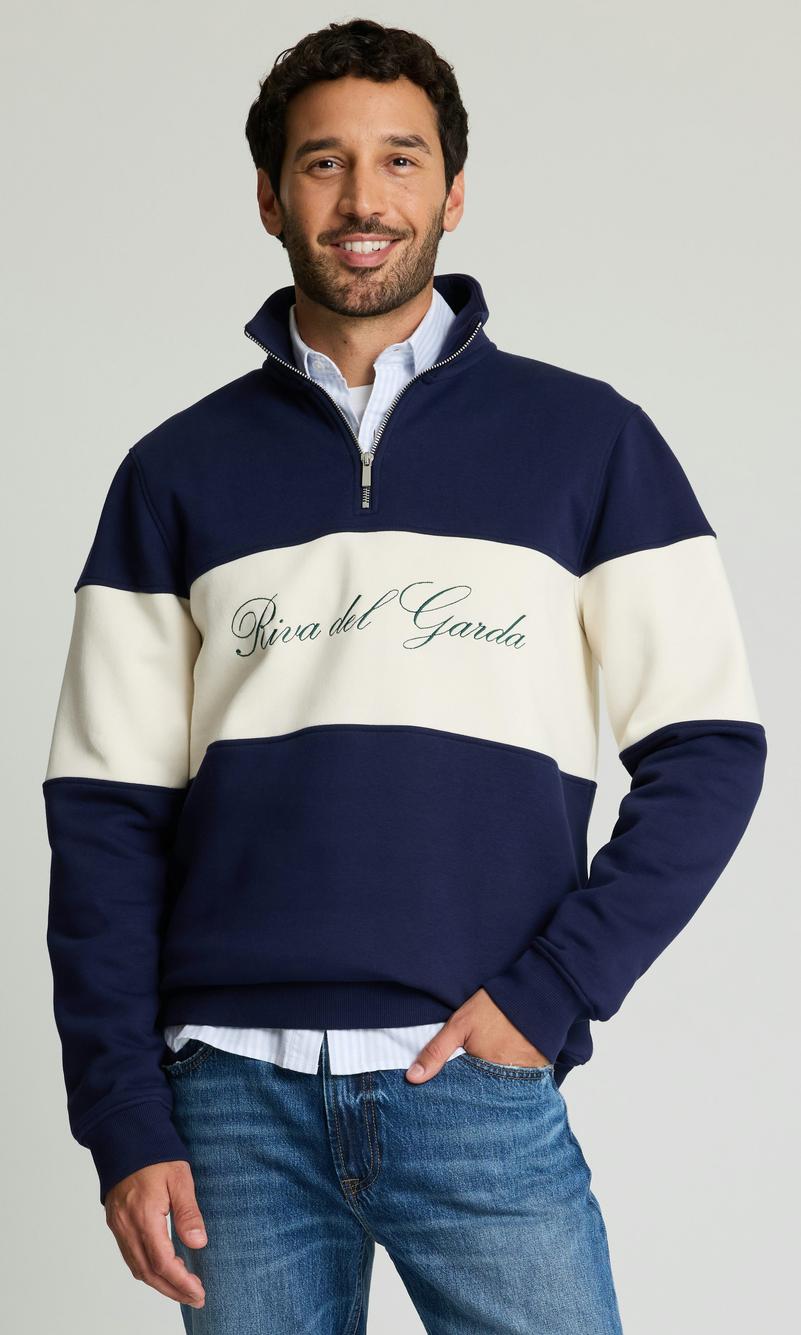 Marinblå Collegetröja med Broderat Motiv