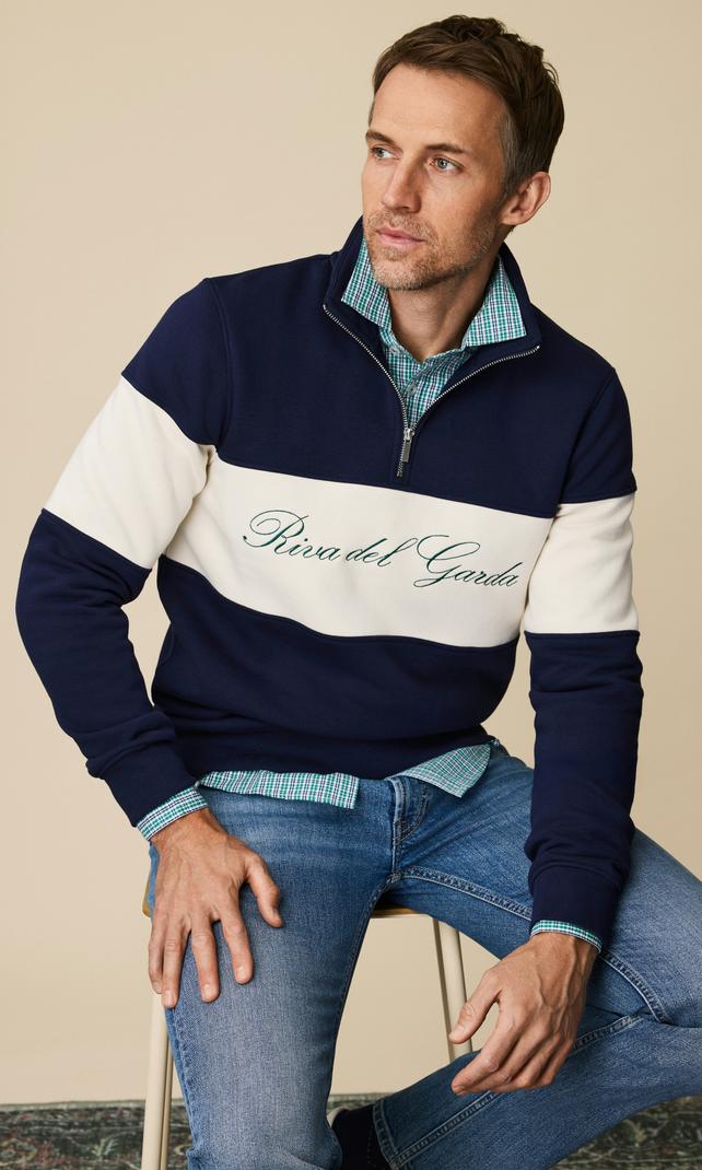 Marinblå Collegetröja med Broderat Motiv