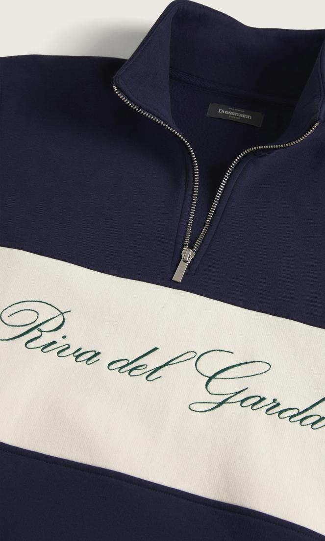 Marinblå Collegetröja med Broderat Motiv