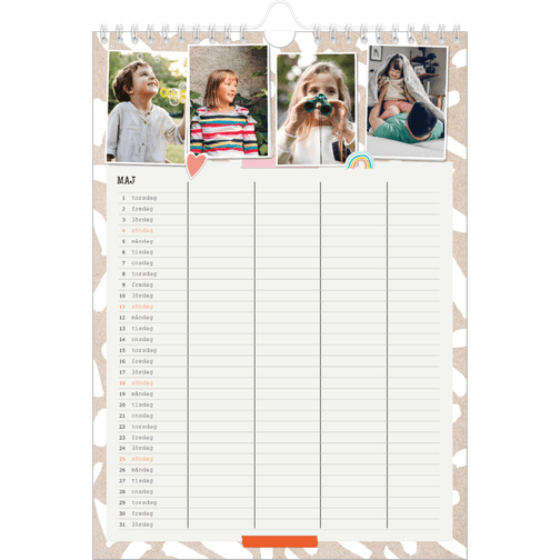 Rustik Familjekalender A4 med Foton