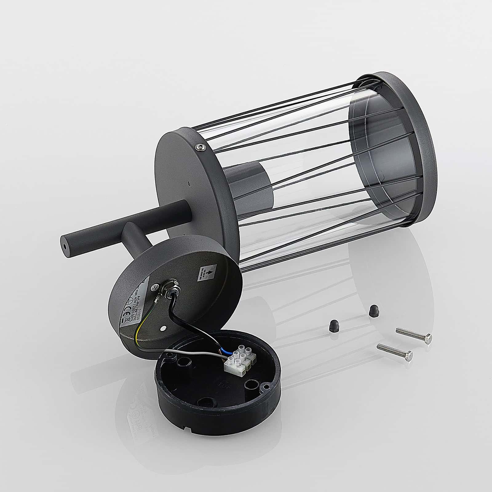 Lindby Yonan rund utomhusvägglampa mörkgrå