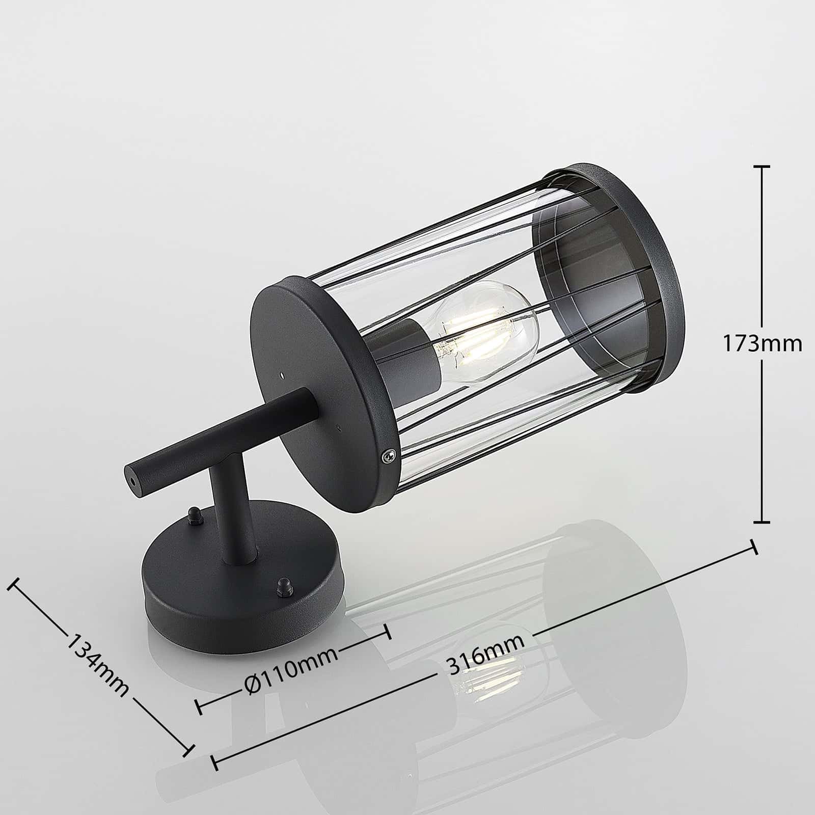 Lindby Yonan rund utomhusvägglampa mörkgrå