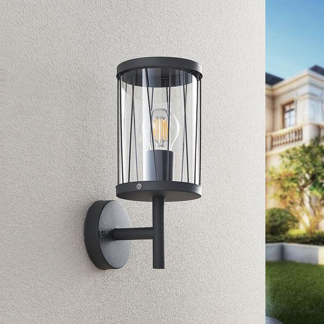 Lindby Yonan rund utomhusvägglampa mörkgrå