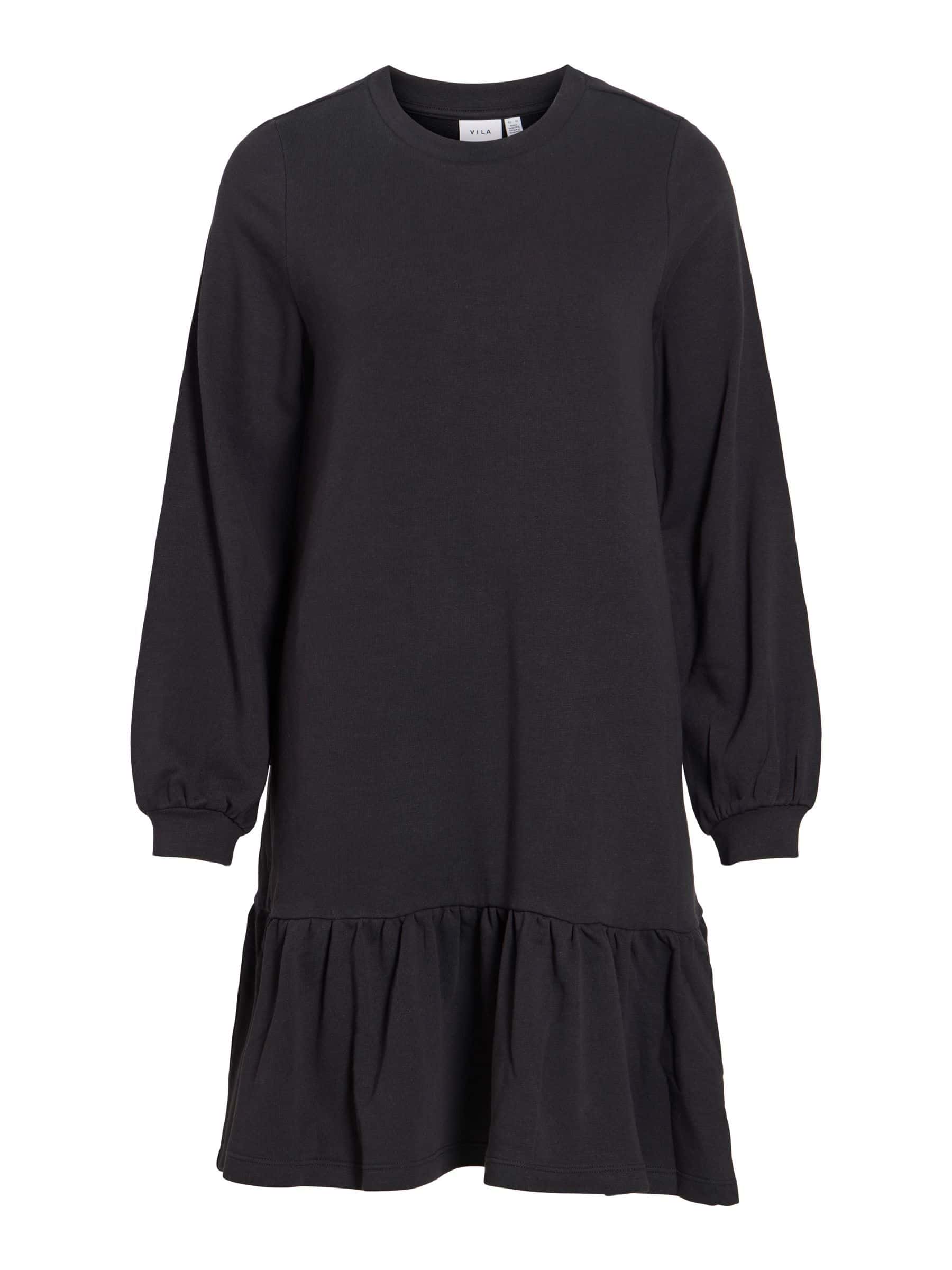VILA Svart Kort Klänning Med Långa Ärm