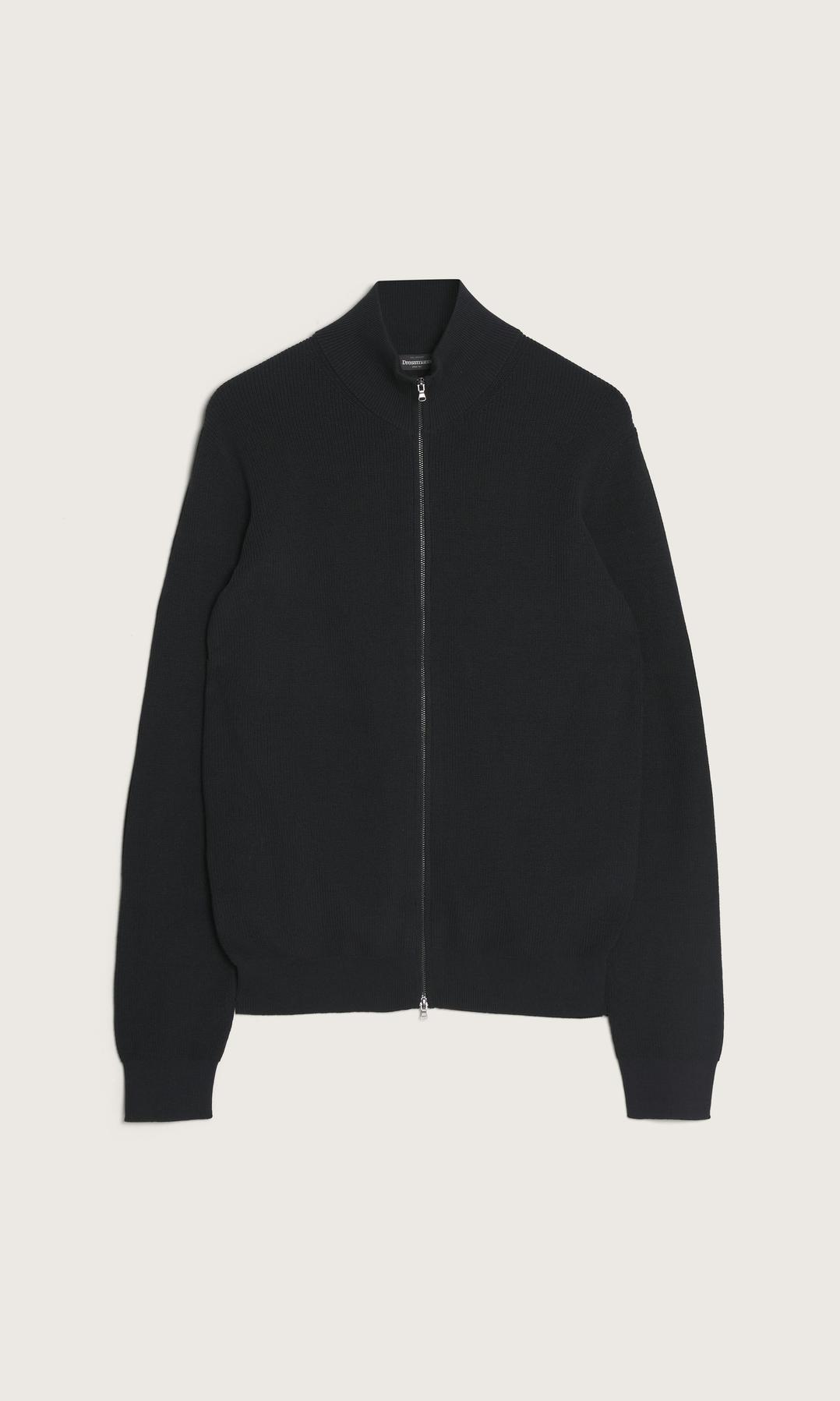 Ljusgrå Stickad Cardigan med Dragkedja