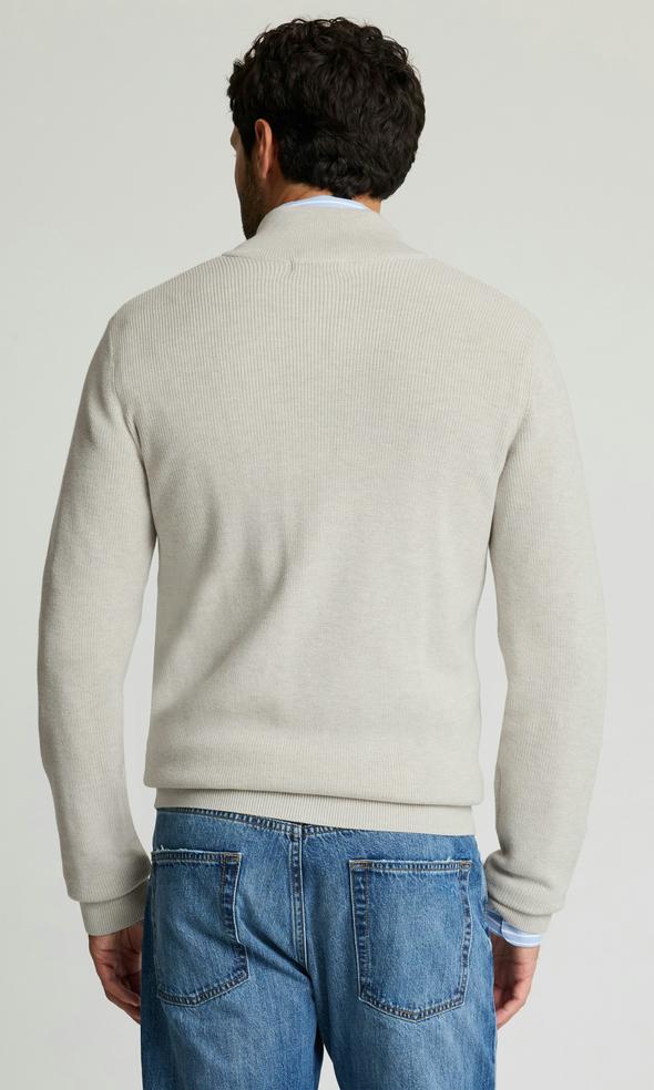 Ljusgrå Stickad Cardigan med Dragkedja