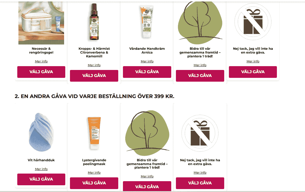 Exklusiva gåvor utan extra kostnad