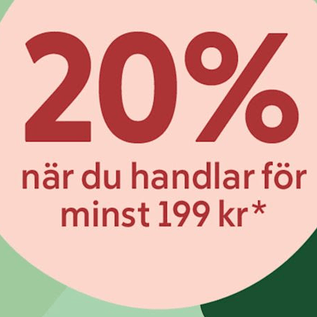 20 % rabatt vid köp över 199 kr hos Apotek Hjärtat
