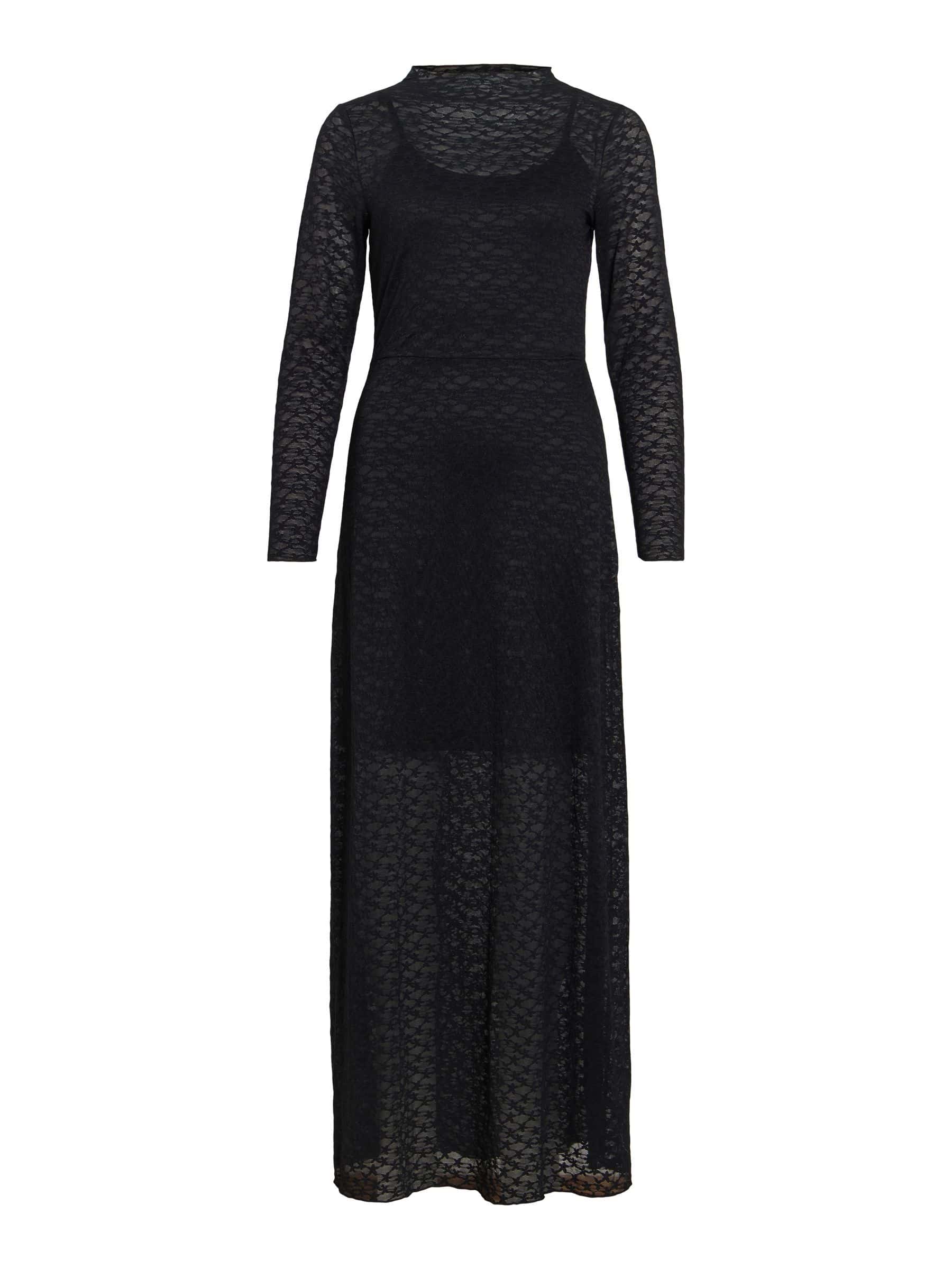 VITONA Svart Maxiklänning med Långa Ärmar