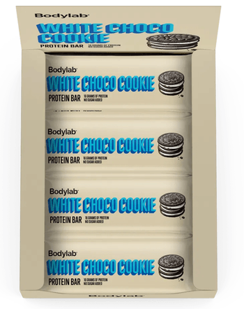 Få en låda White Choco Cookie Protein Bars hos Bodylab