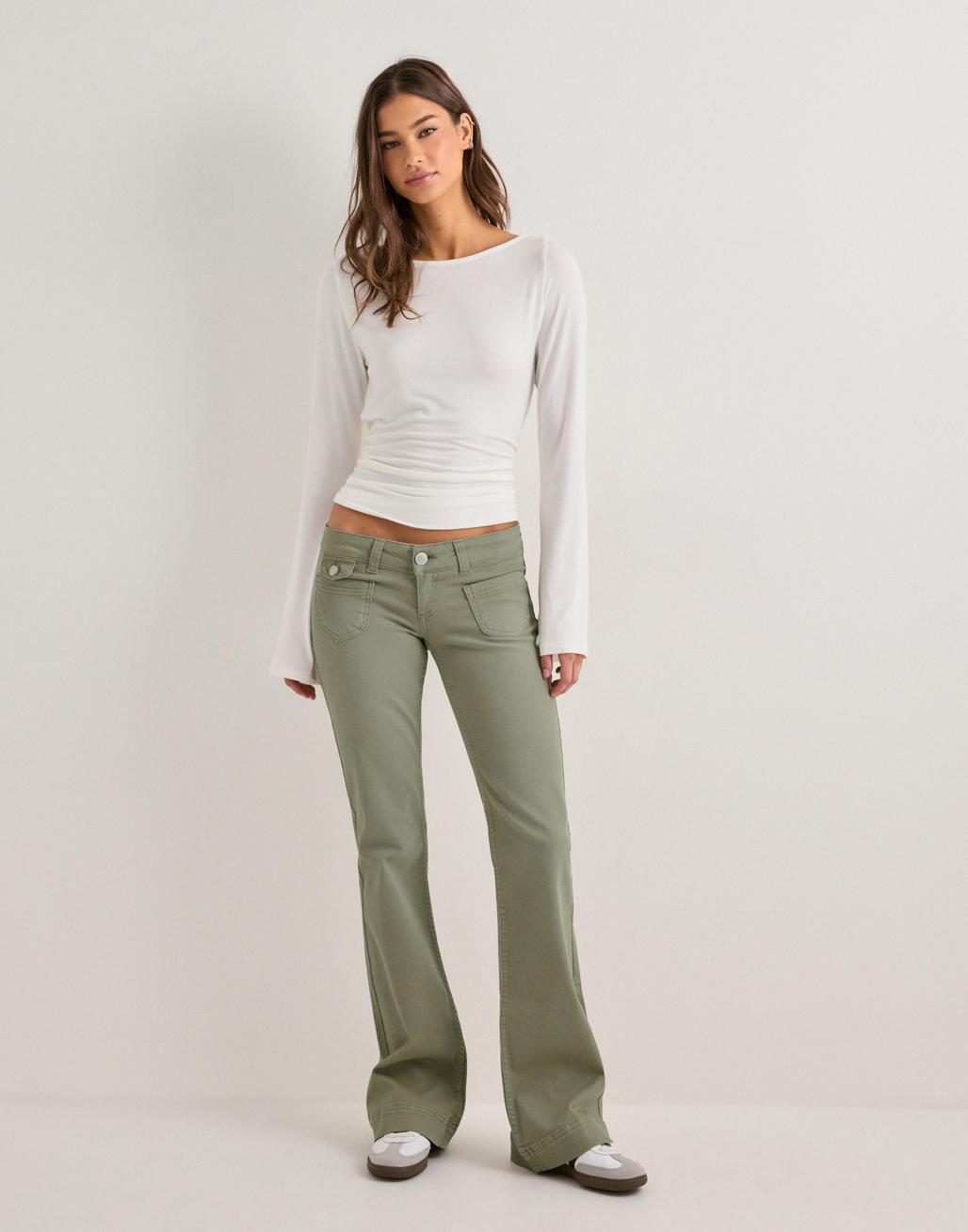 Nelly Super Low Bootcut Jeans Green