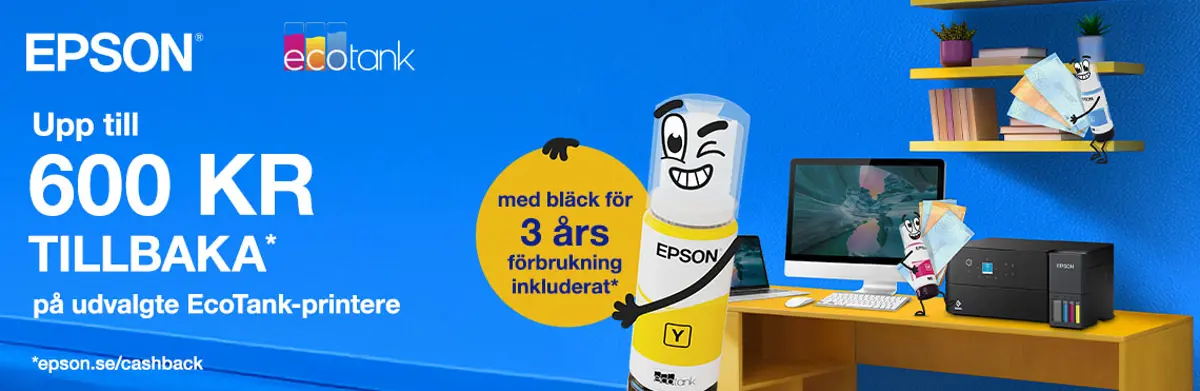 Köp en Epson Ecotank-skrivare som ingår i kampanjen och få cashback när du registrerar ditt köp!