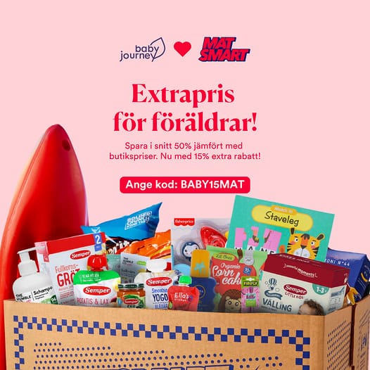 BABY15MAT ger 15% rabatt vid köp för 499kr