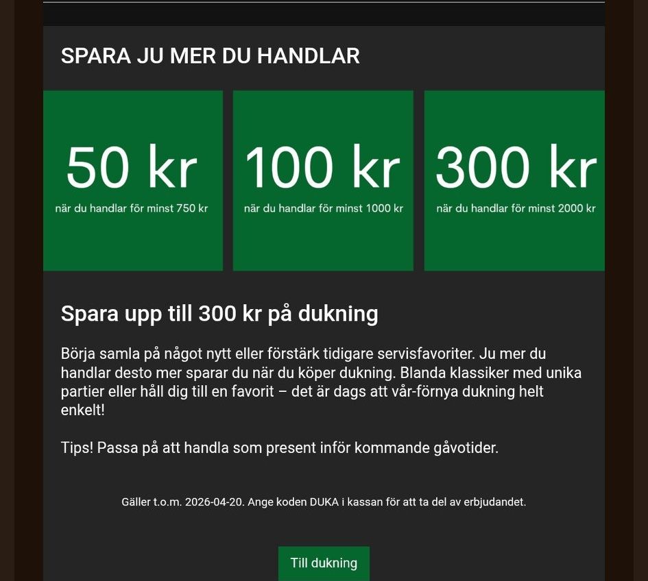 Rabatt på kitchentime med koden DUKA