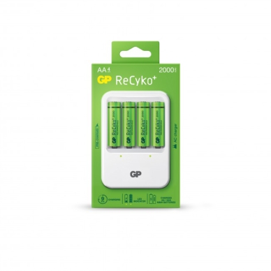 GP Recyko Batteriladdare med 4 AA Batterier