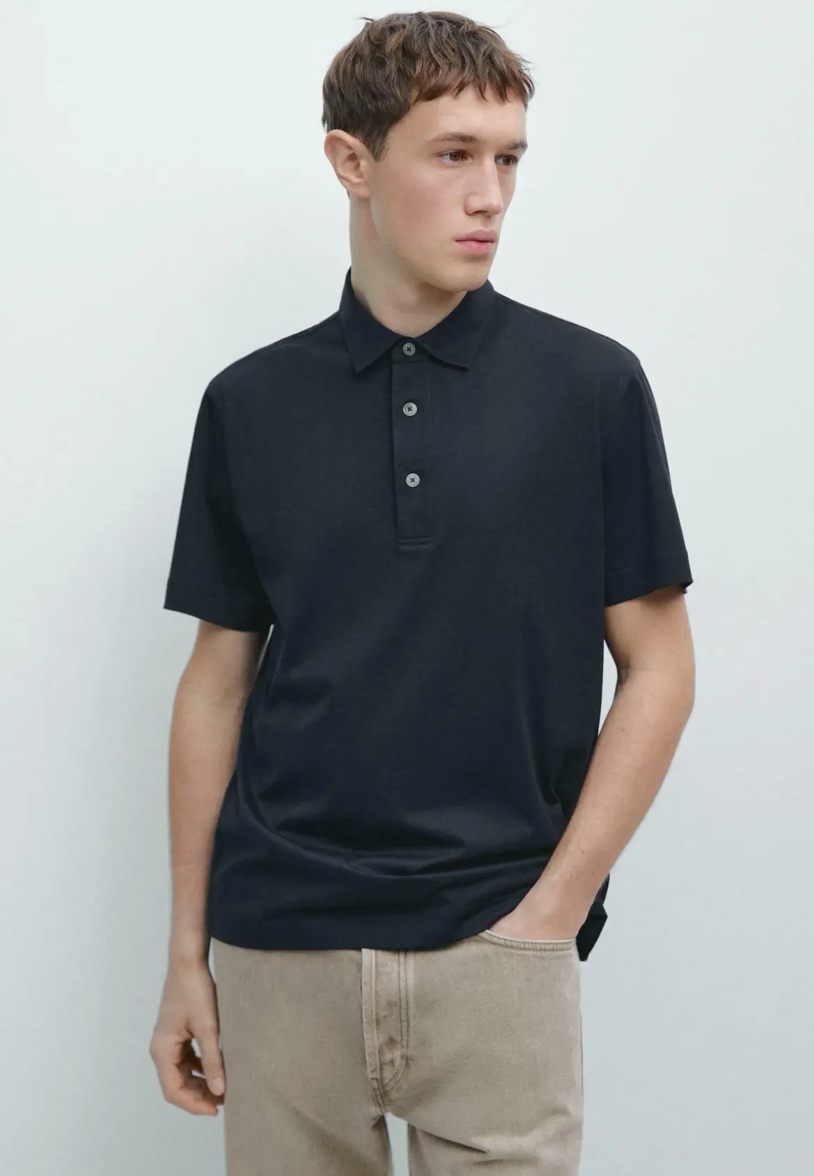 Massimo Dutti Piké Kortärmad Mörkblåmelerad