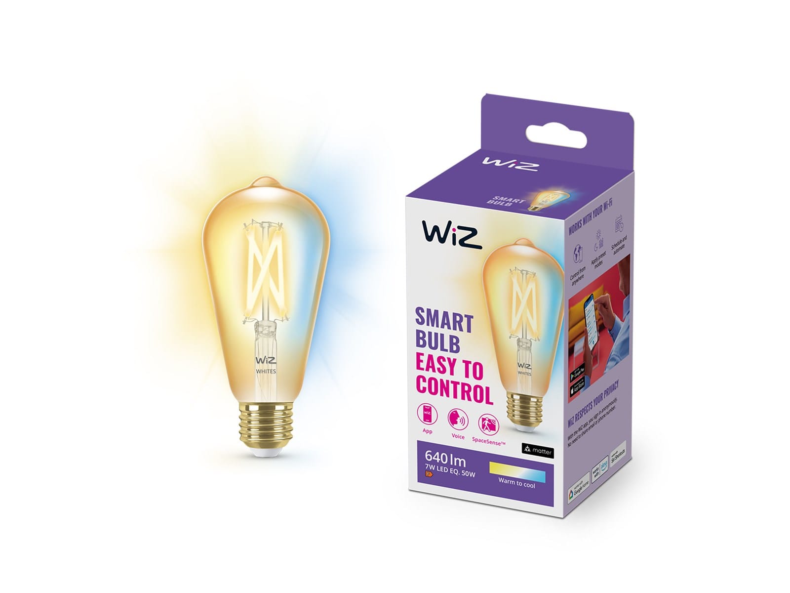 WiZ ST64 E27 Dimbar Smart Filamentlampa