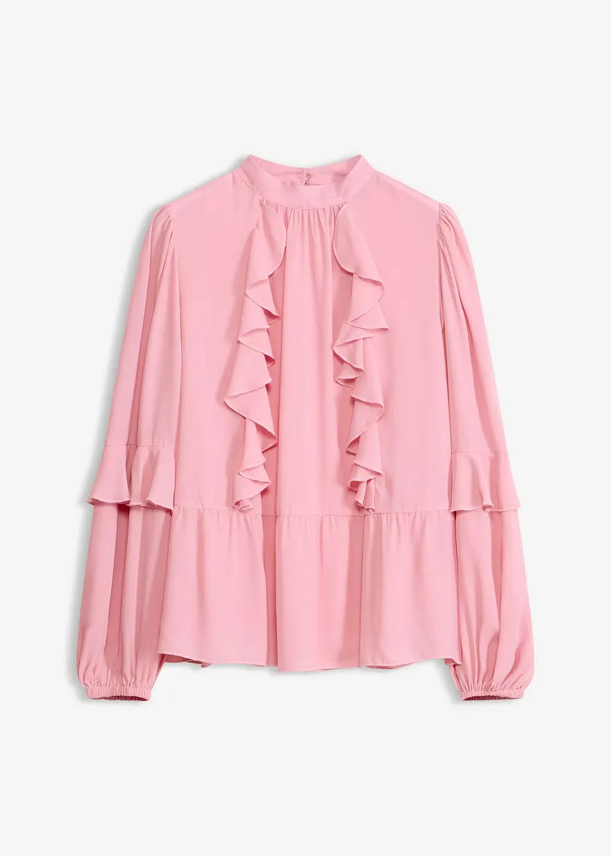 Elegant blustunika med volanger och vida ärmar