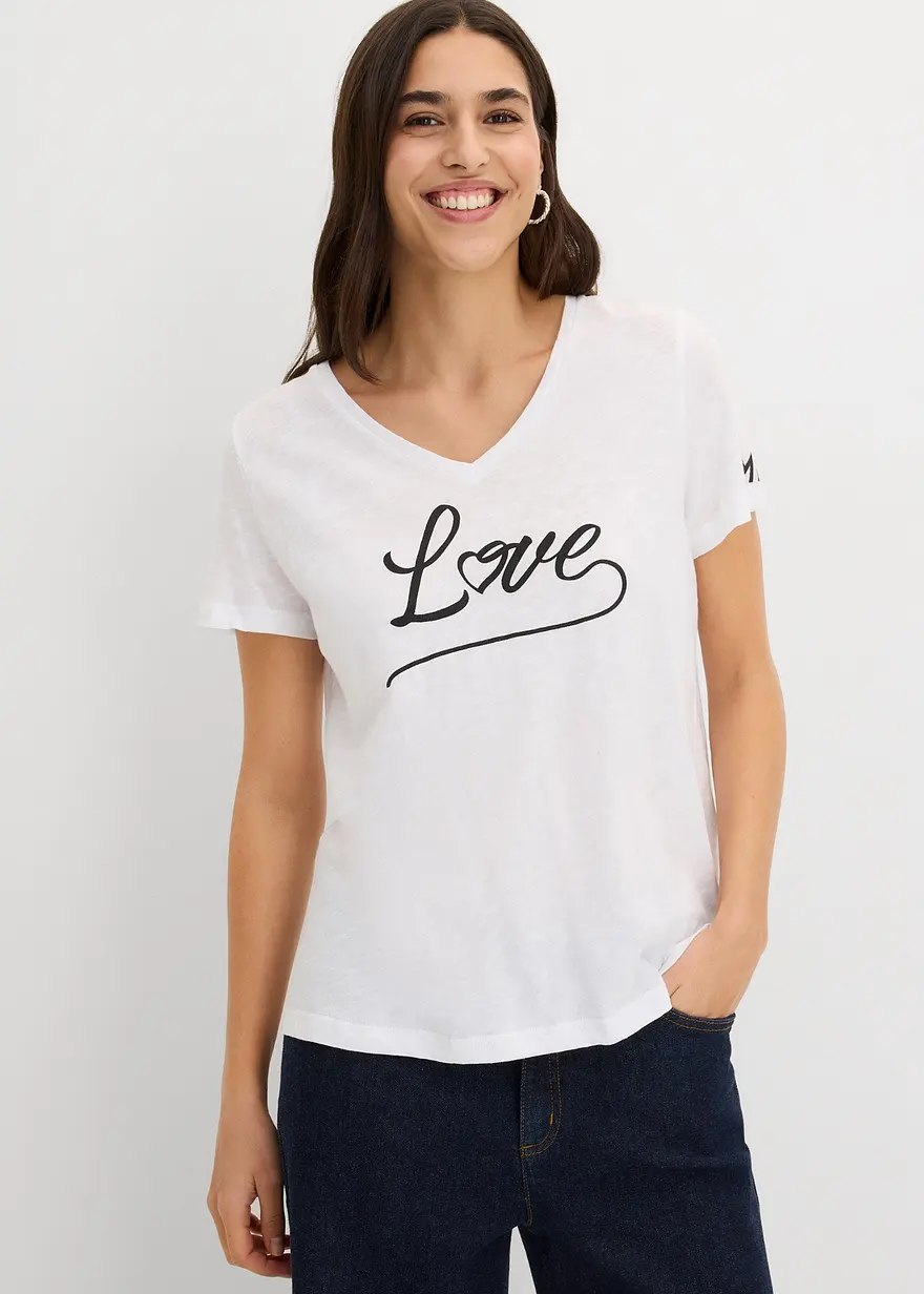 Stilren vit T-shirt med V-ringning