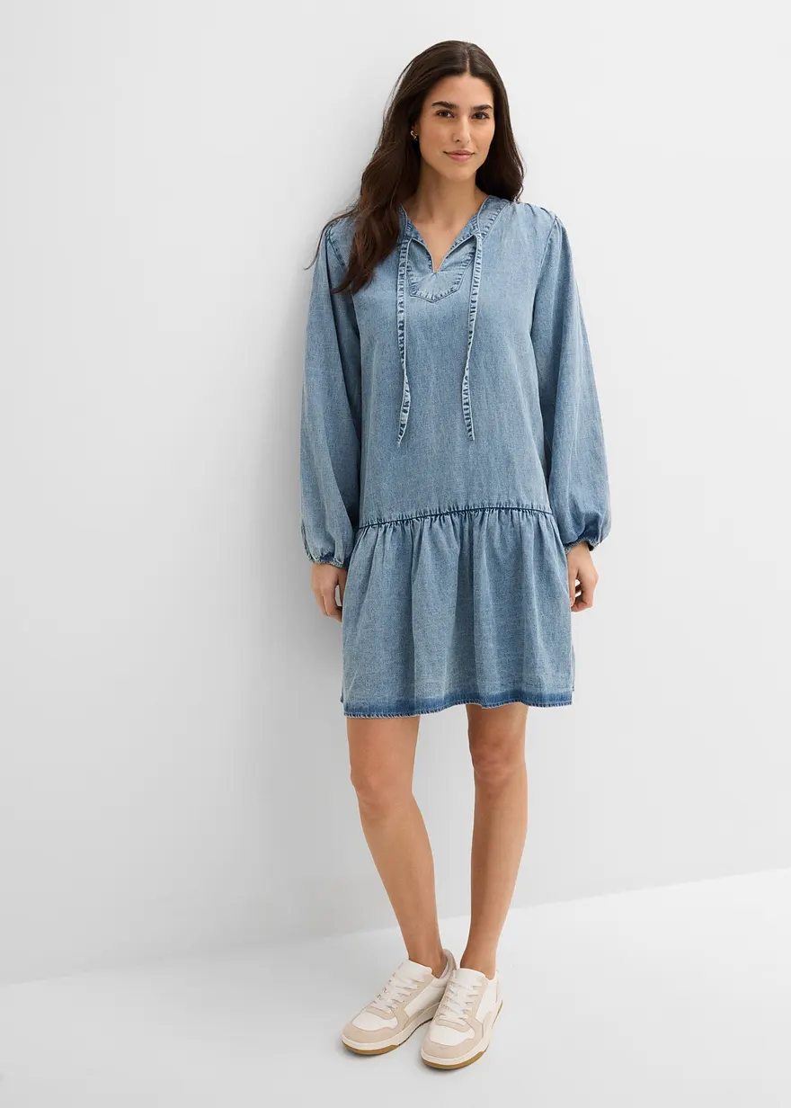 Elegant midiklänning med denimlook - isblå