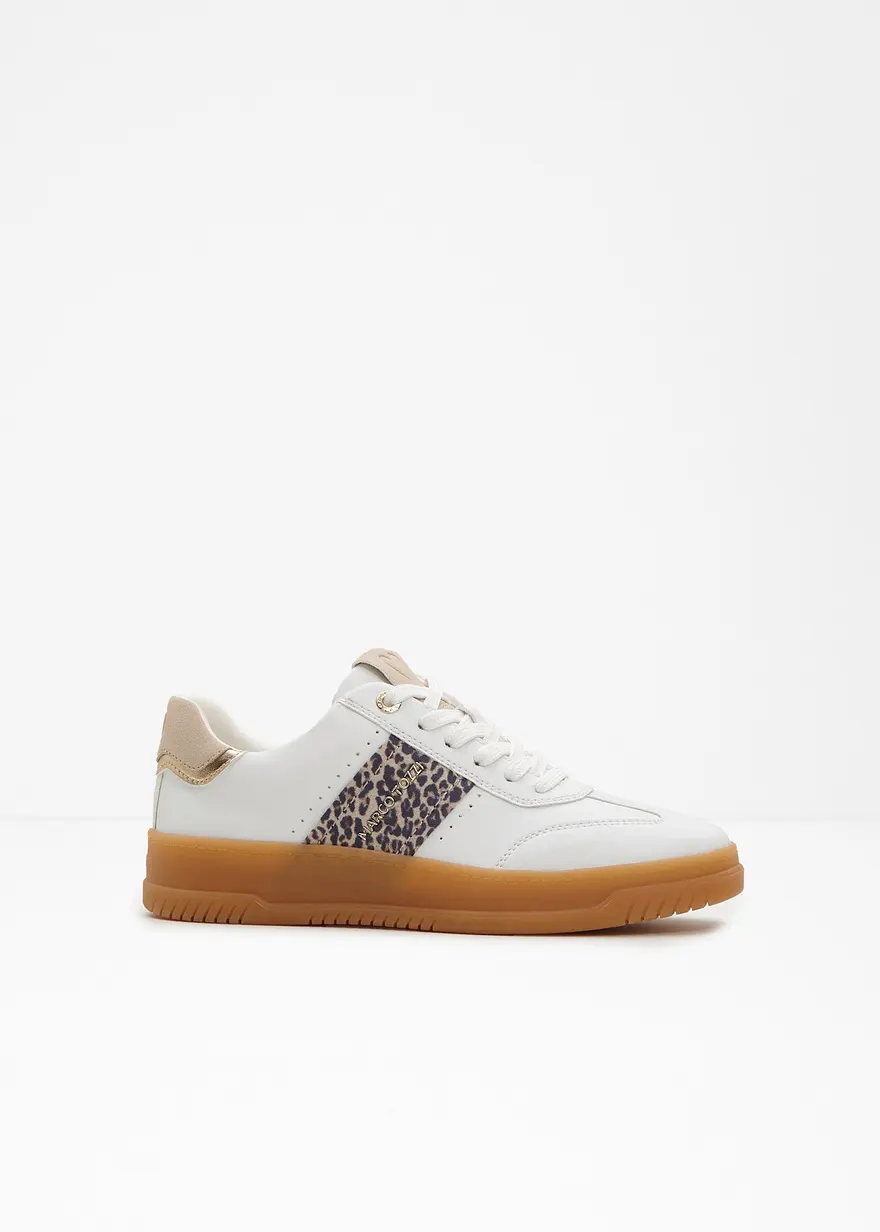 Eleganta leopardmönstrade sneakers i vitt