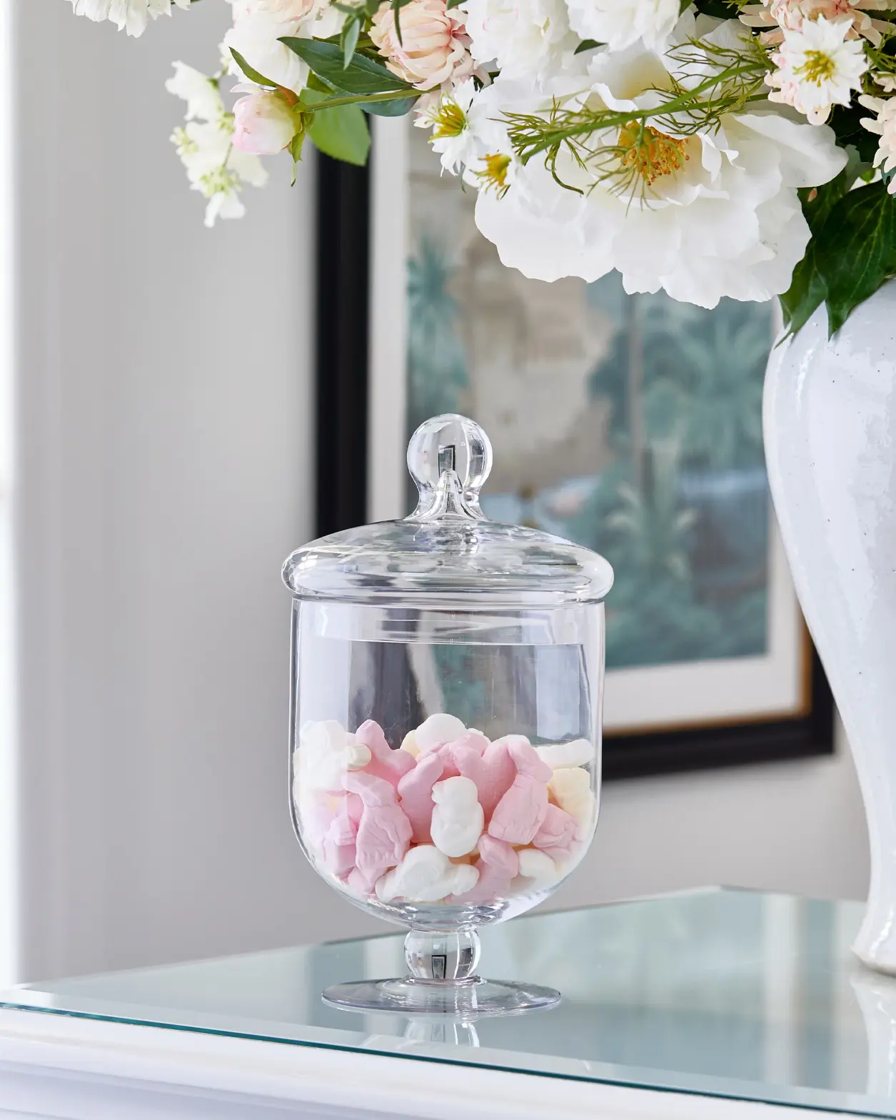 Elegant praline bonbonjär i glas