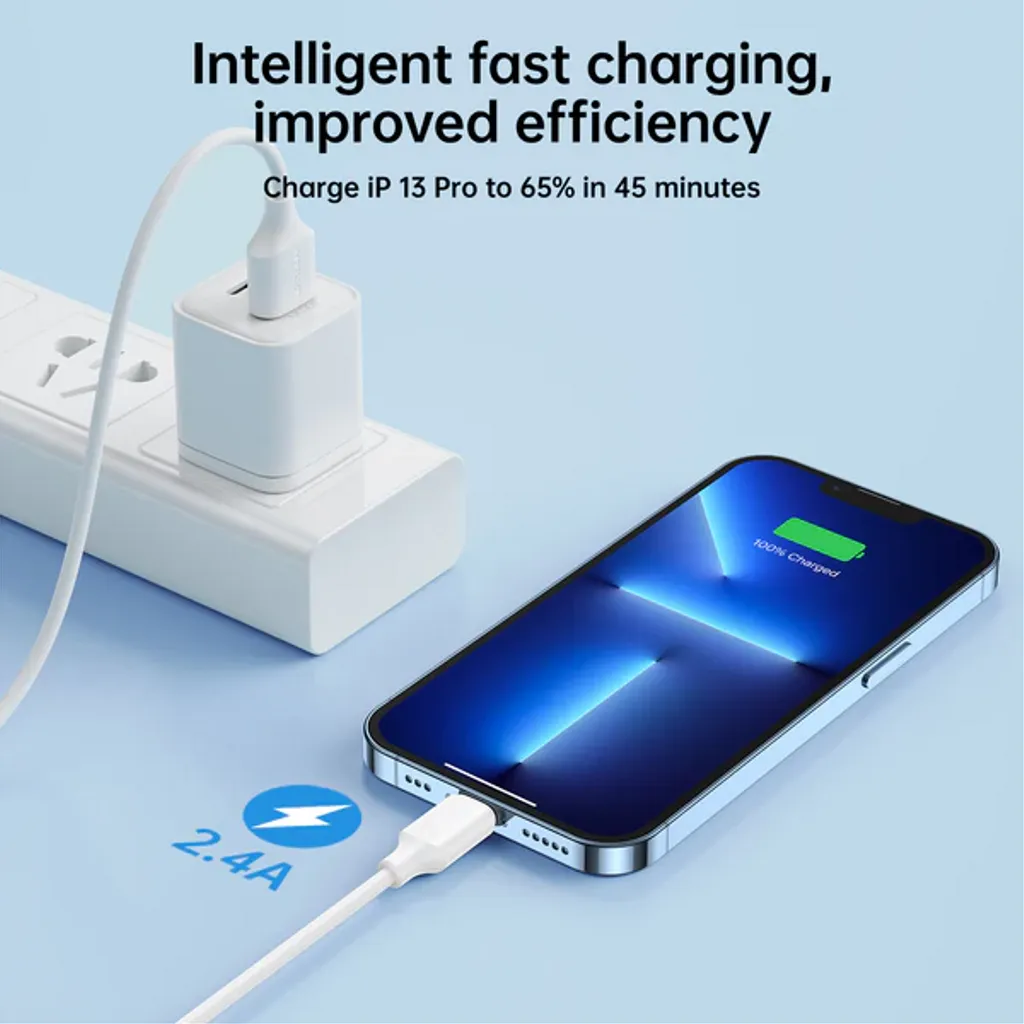 Joyroom Snabbladdning USB-A till Lightning-kabel 1m Vit