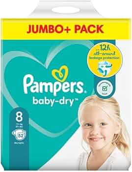 Pampers 8 Baby Jumbo Dry + 52 Pack : Amazon.se: Babyprodukter