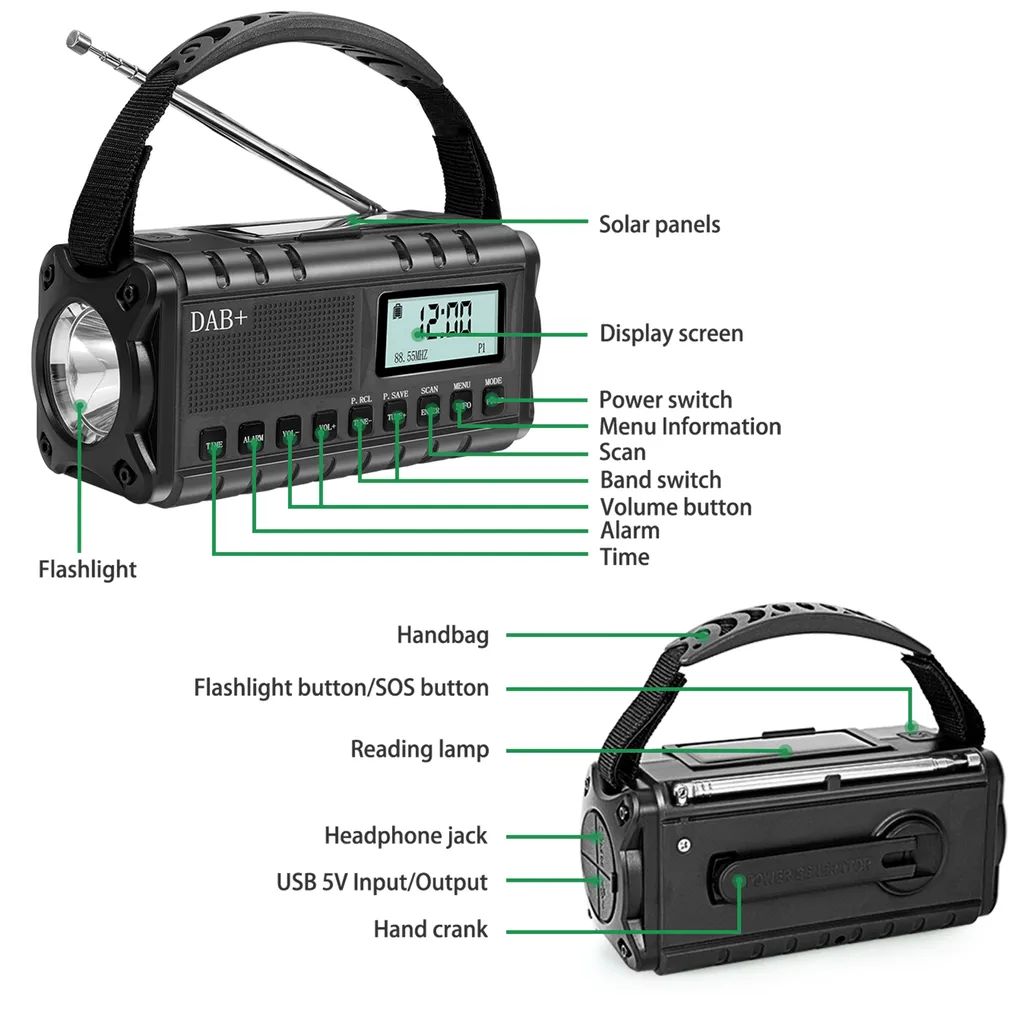 SiGN nödradio DAB+/FM med solcell och USB