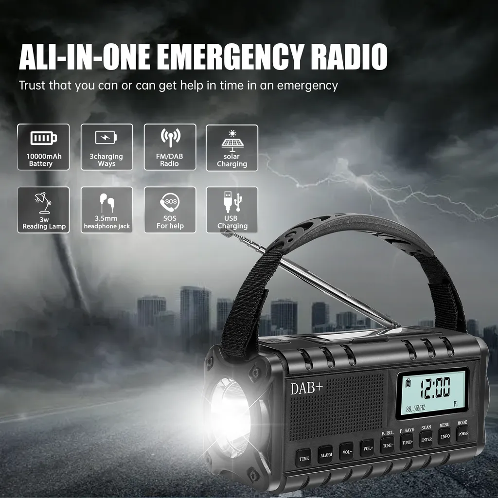 SiGN nödradio DAB+/FM med solcell och USB