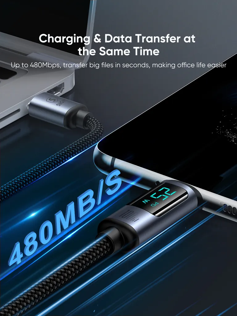 SiGN USB-C till USB-C Kabel 100W med Display