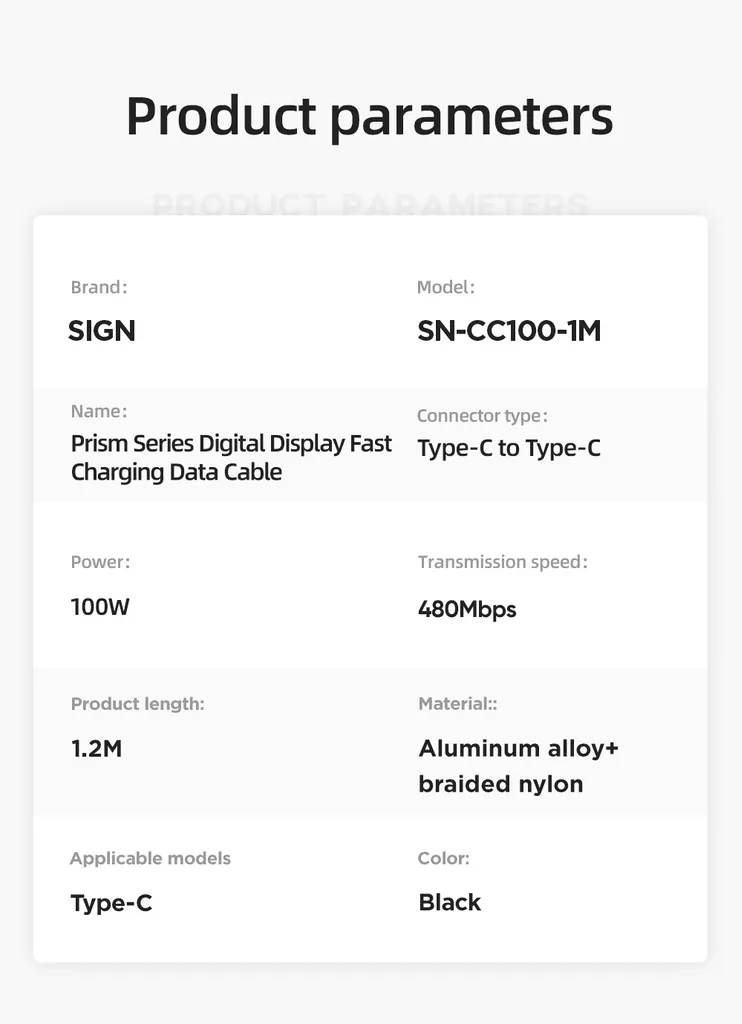 SiGN USB-C till USB-C Kabel 100W med Display