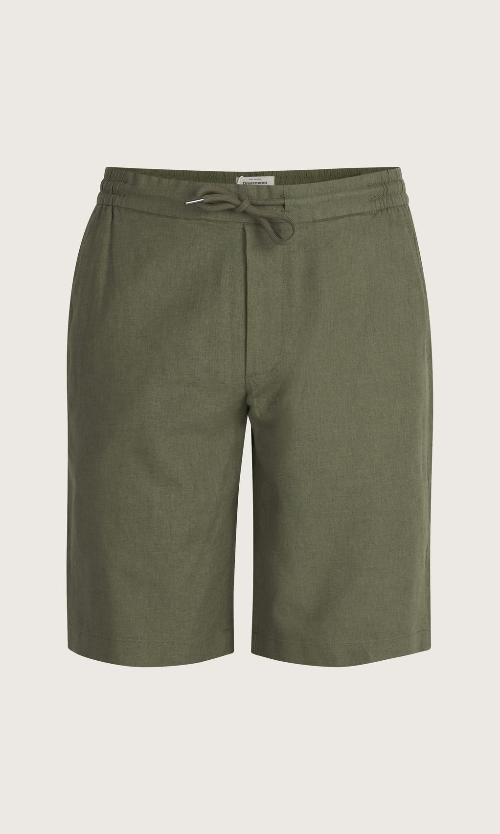 Marinblå linneshorts med justerbar dragsko