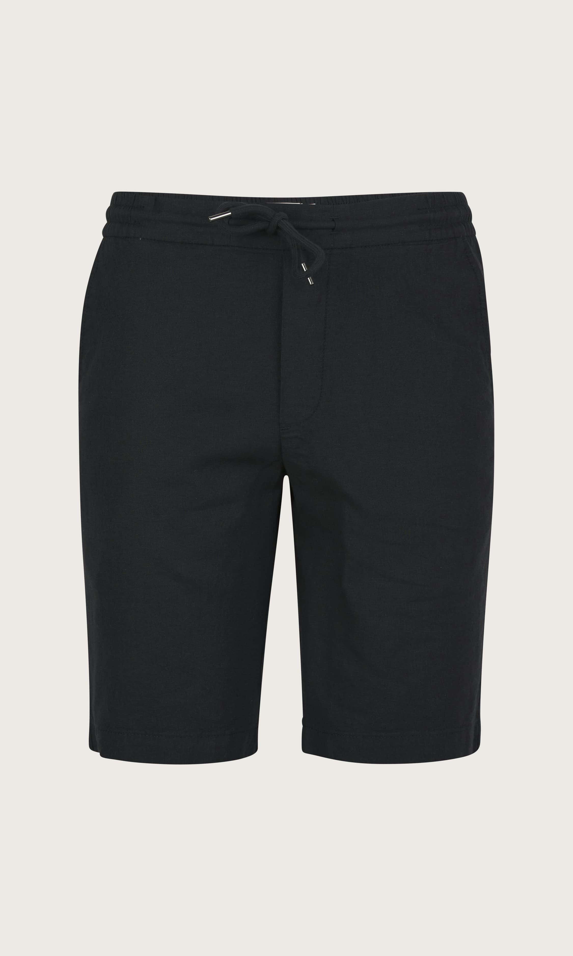 Marinblå linneshorts med justerbar dragsko