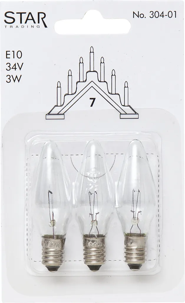 3-pack dimbara E10 34V lampor